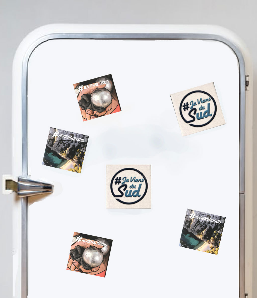 Lot de 3 Magnet aimant frigo - Logo Calanque + Pétanque + #JEVIENSDUSUD -  Je viens du sud